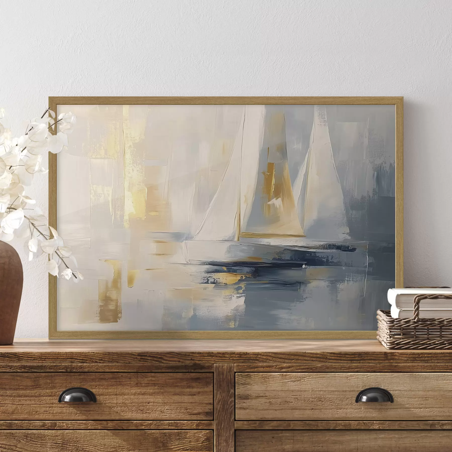 Fototapete Segel in blassem Gold f43500