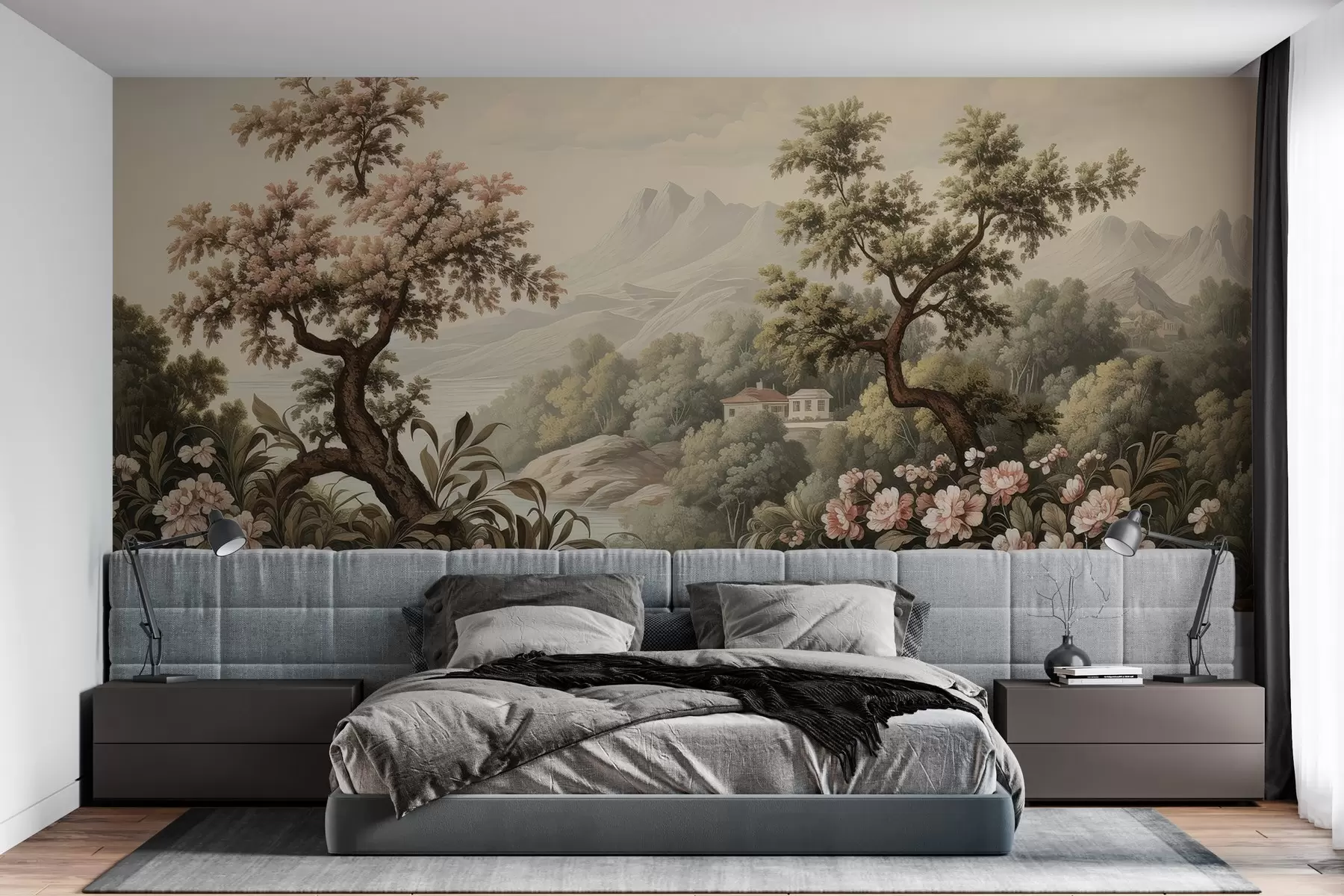Fototapete Gemalte Landschaft im Vintage-Stil w03560