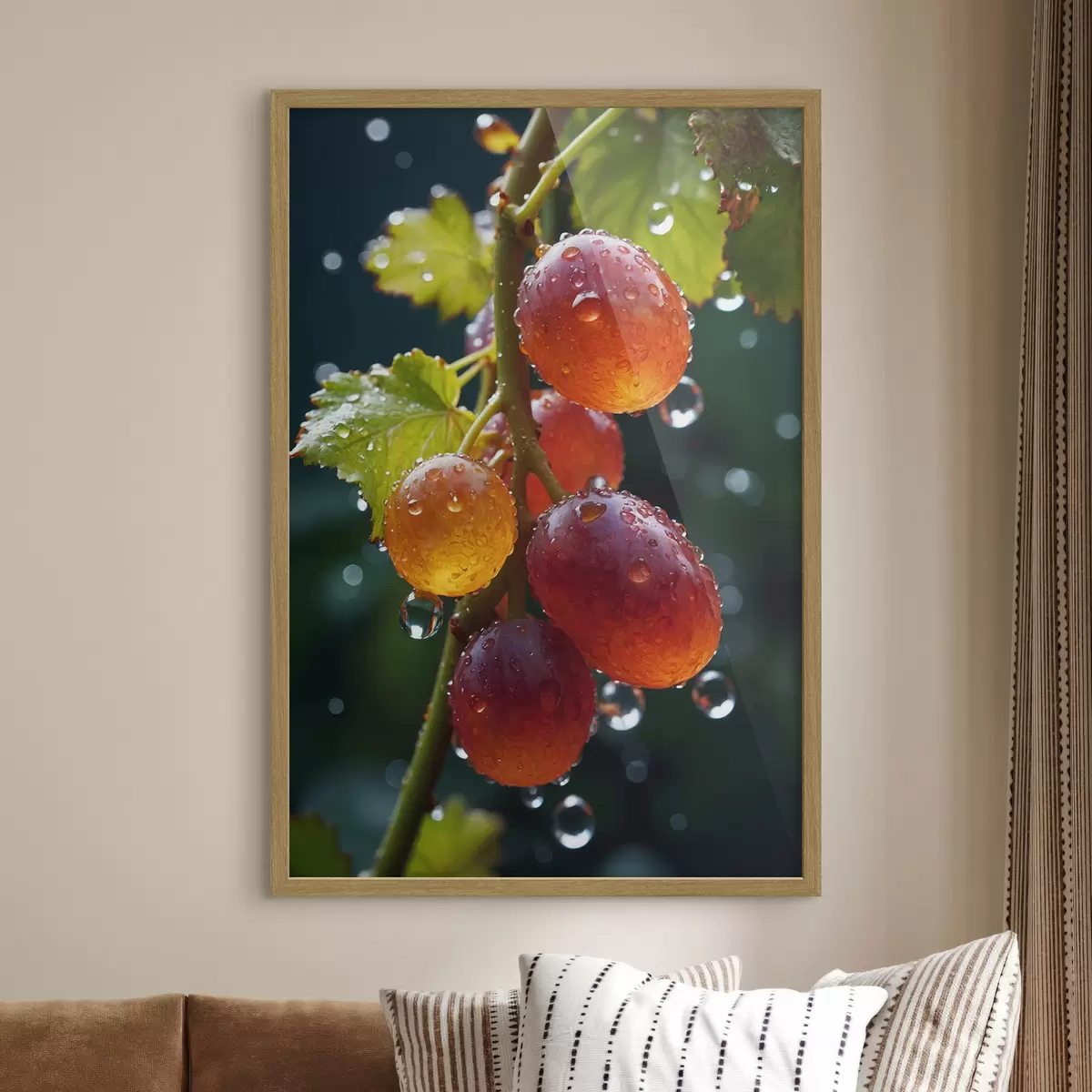 Poster Weintrauben mit Tautropfen f43872