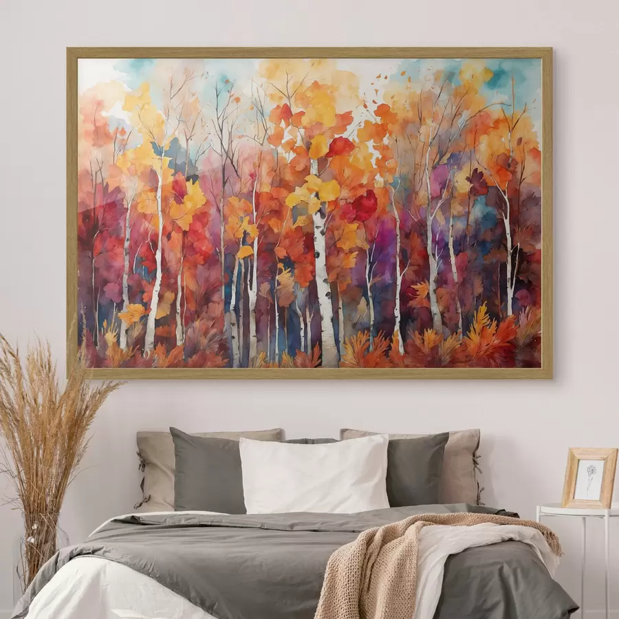Fototapete Birkenwald im Stil der Aquarellmalerei f43447