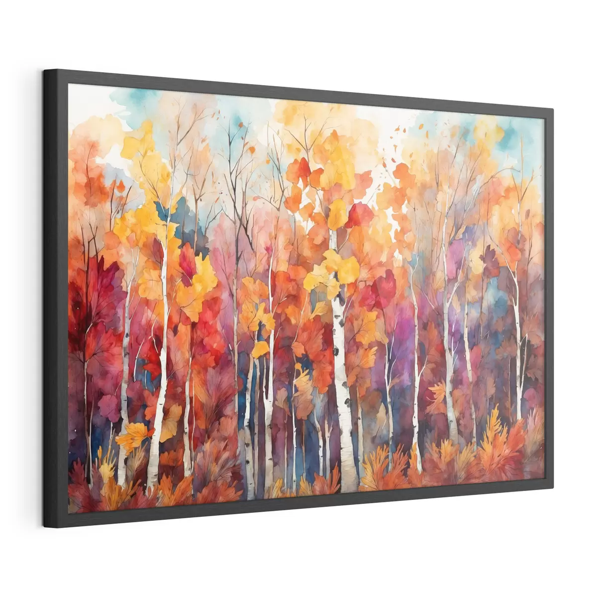 Poster Birkenwald im Stil der Aquarellmalerei f43447