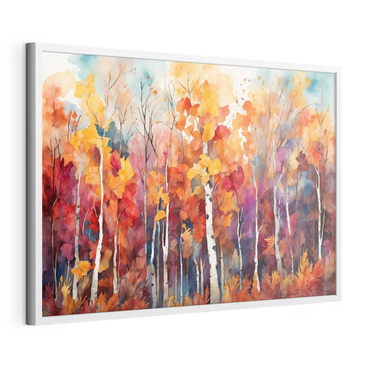 Poster Birkenwald im Stil der Aquarellmalerei f43447