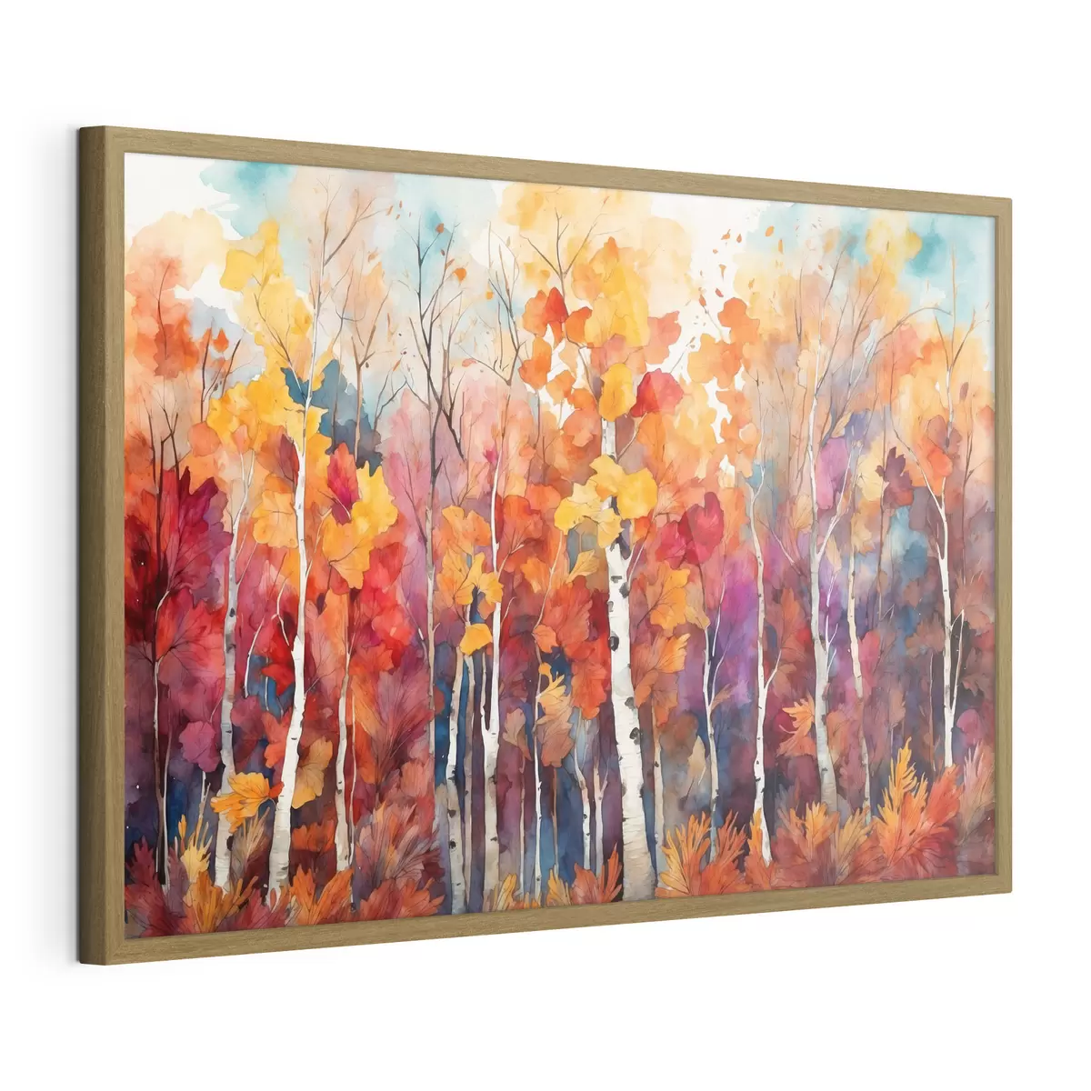 Poster Birkenwald im Stil der Aquarellmalerei f43447