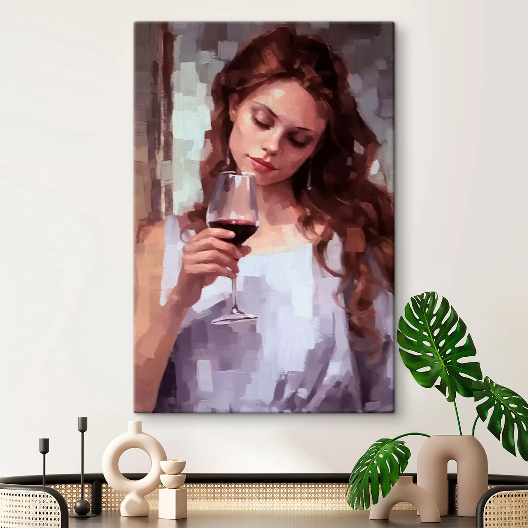 Fototapete Mädchen mit Wein s43936