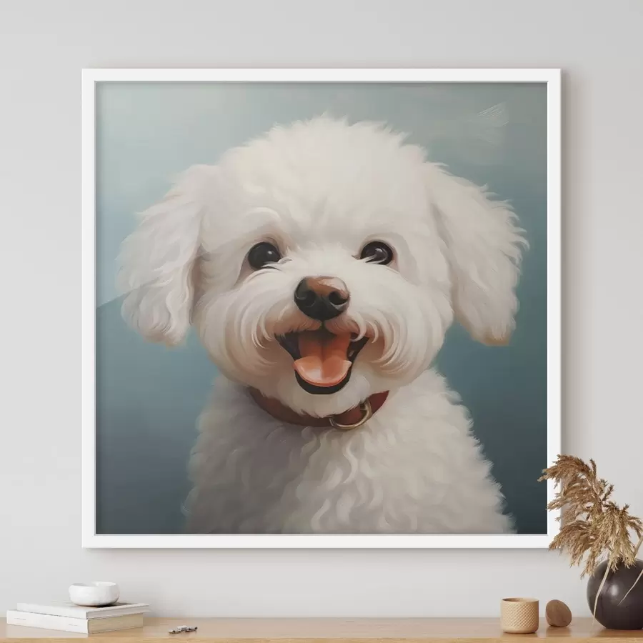 Fototapete Fröhlicher weißer Hund f43935