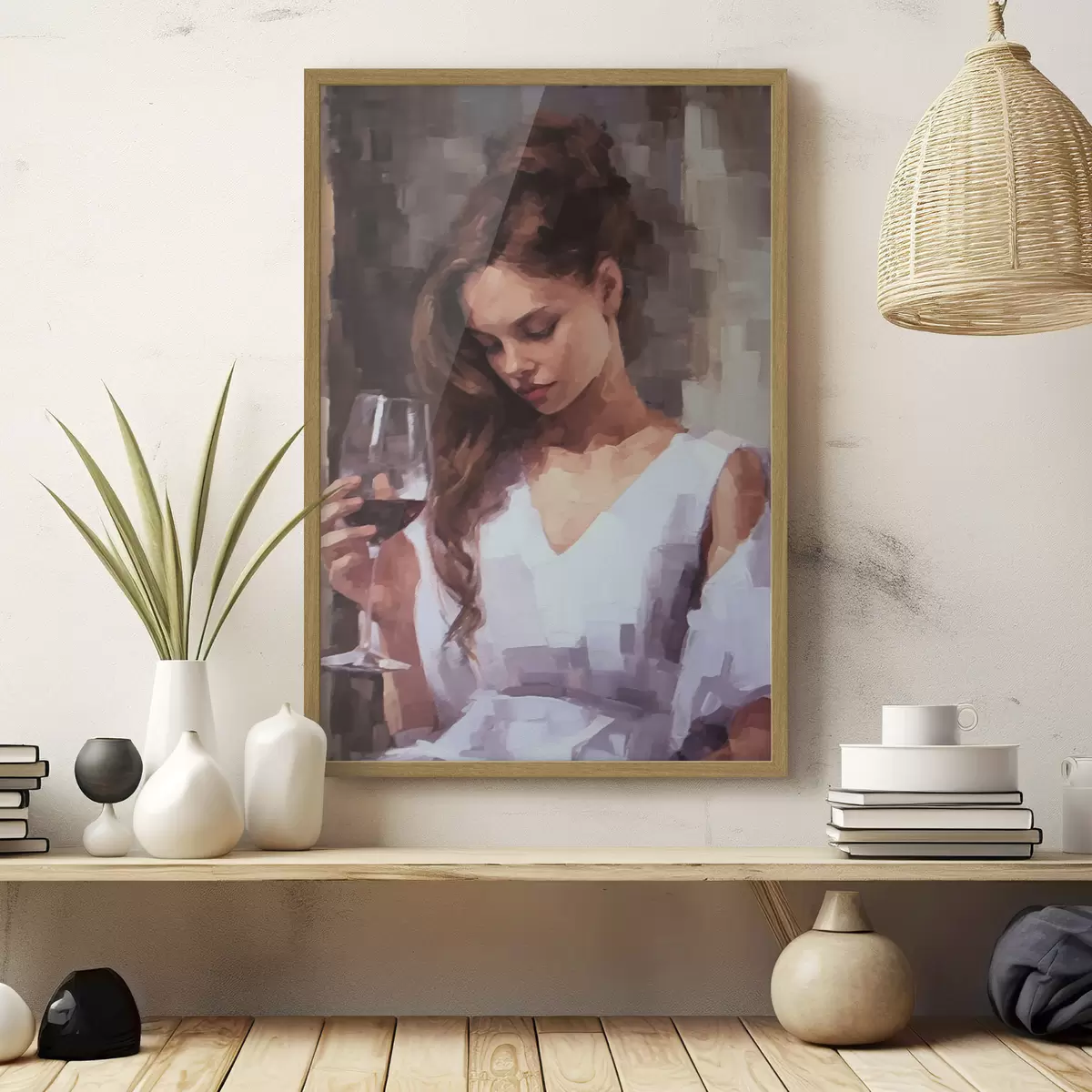 Poster Mädchen mit einem Glas f43939