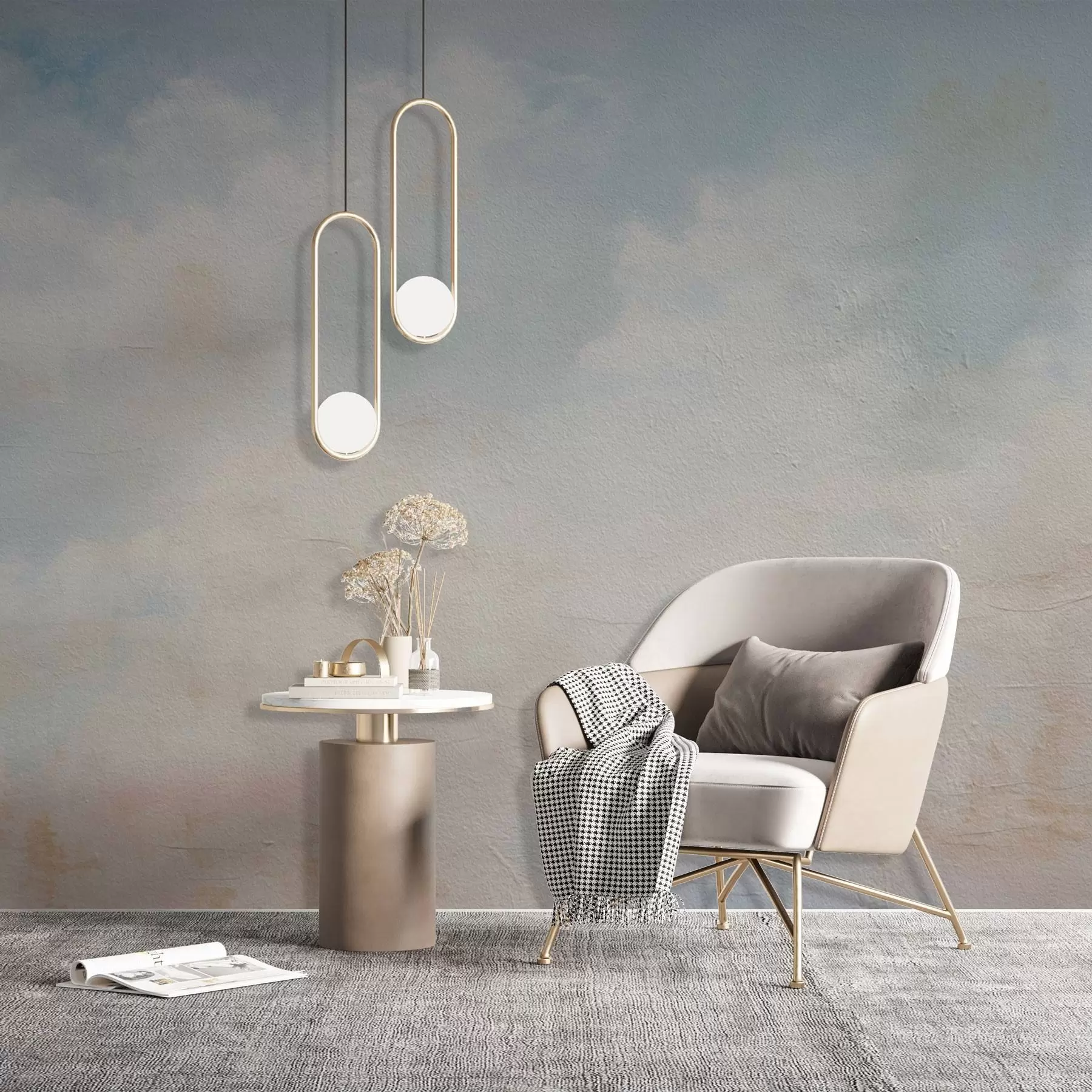 Fototapete Abstrakter Himmel mit Wolken im Grunge-Stil w03603