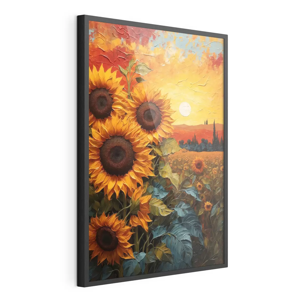 Poster Sonnenblumenfeld bei Sonnenuntergang f43460
