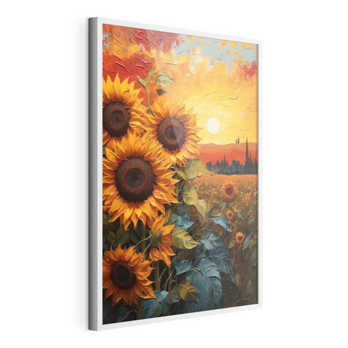 Poster Sonnenblumenfeld bei Sonnenuntergang f43460