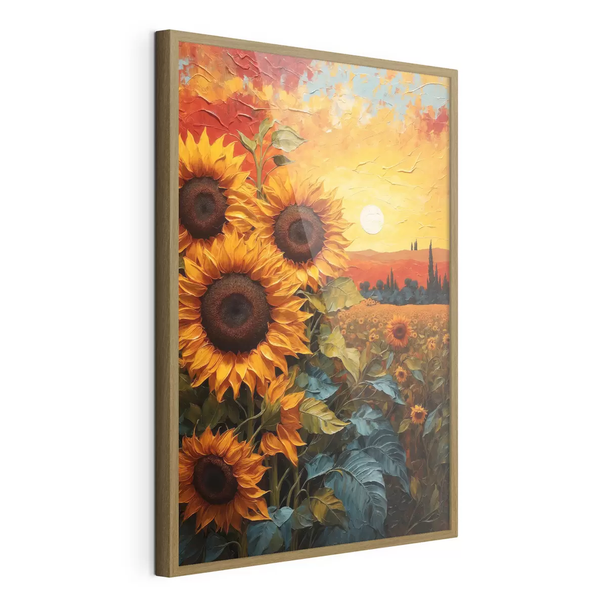 Poster Sonnenblumenfeld bei Sonnenuntergang f43460