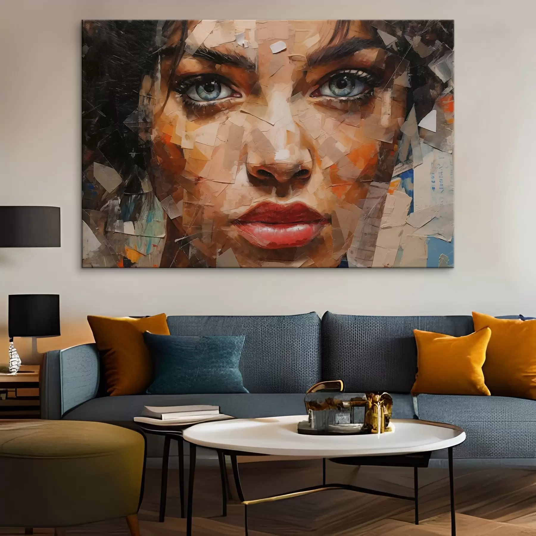 Fototapete Das Gesicht eines Mädchens aus Zeitungen s43467