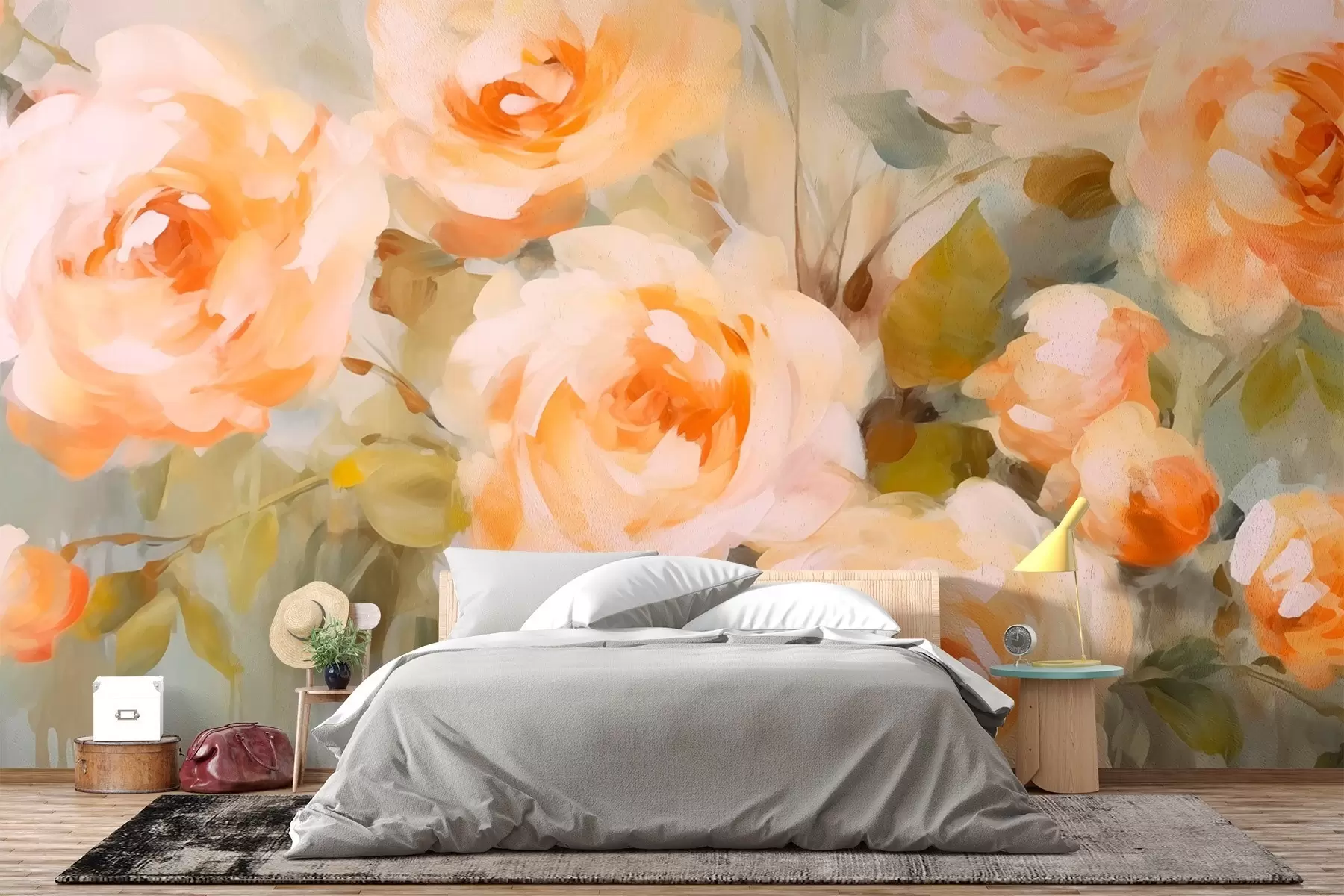 Fototapete Blumen im Aquarellstil w03588