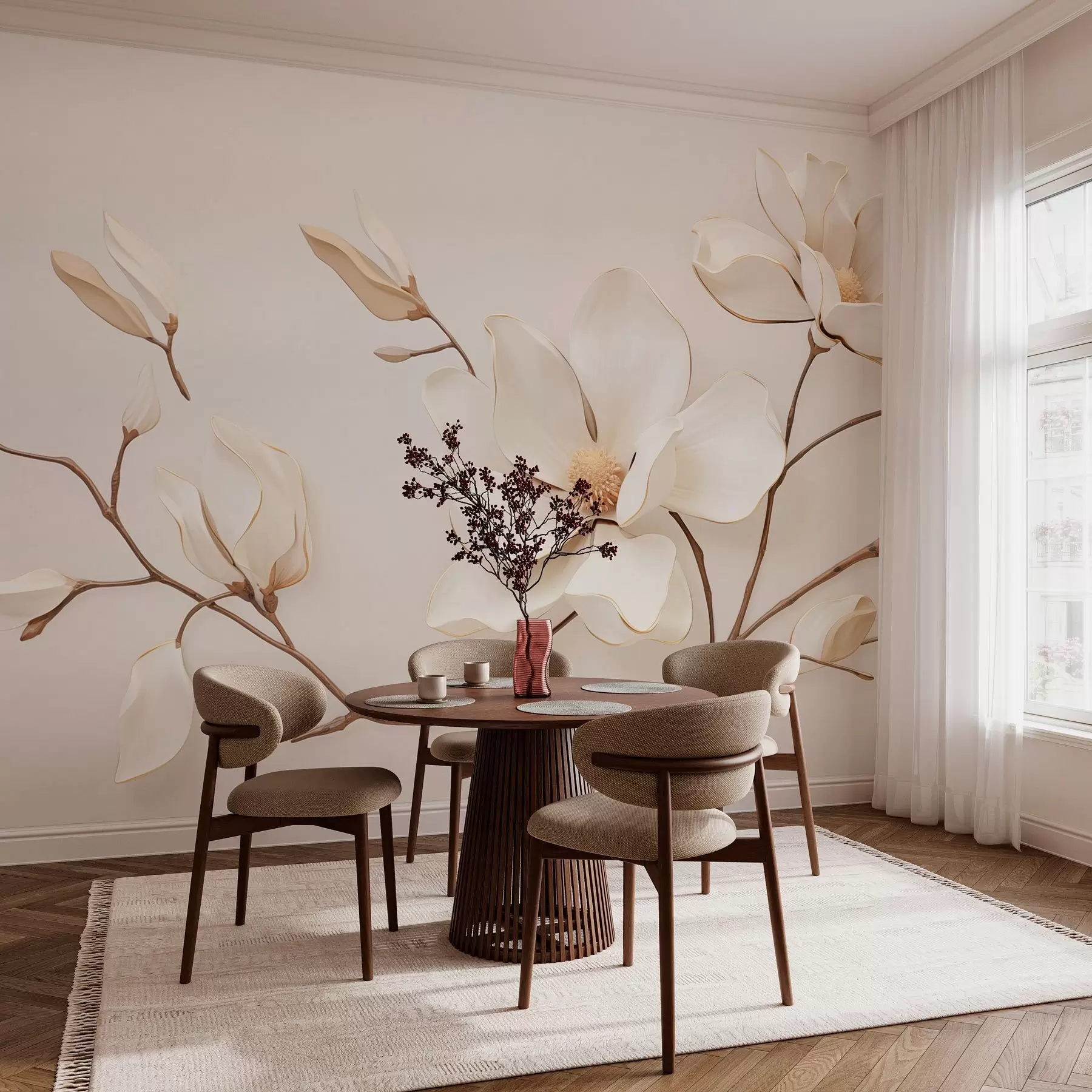 Fototapete Magnolienblüten in zarten Pastelltönen w03645