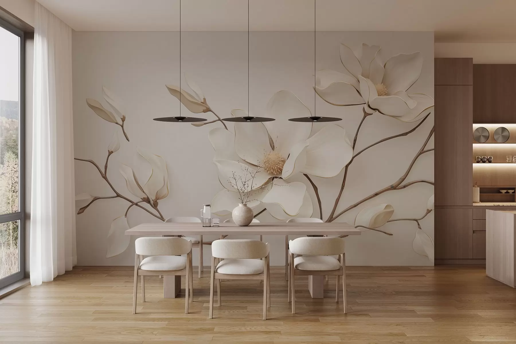 Fototapete Magnolienblüten in zarten Pastelltönen w03645