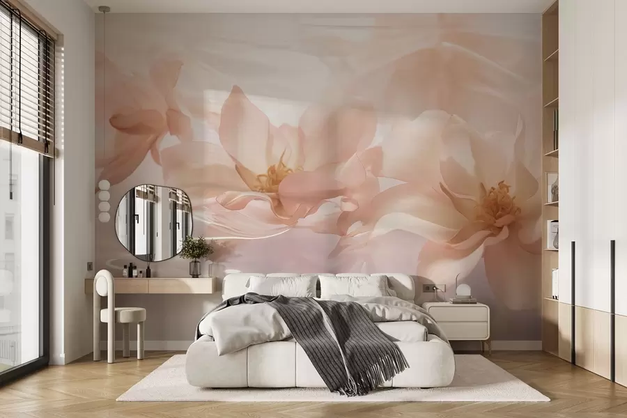 Fototapete Blühende Blumen in Pastellfarben w03648