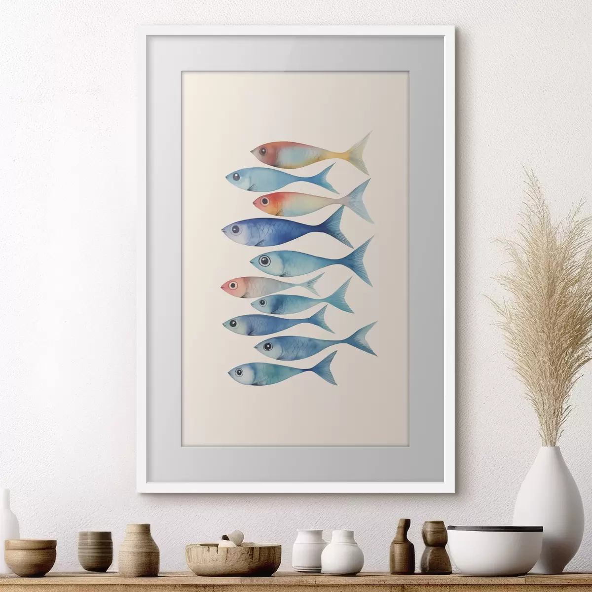 Poster Fisch Minimalismus Nachahmung Aquarell f43960
