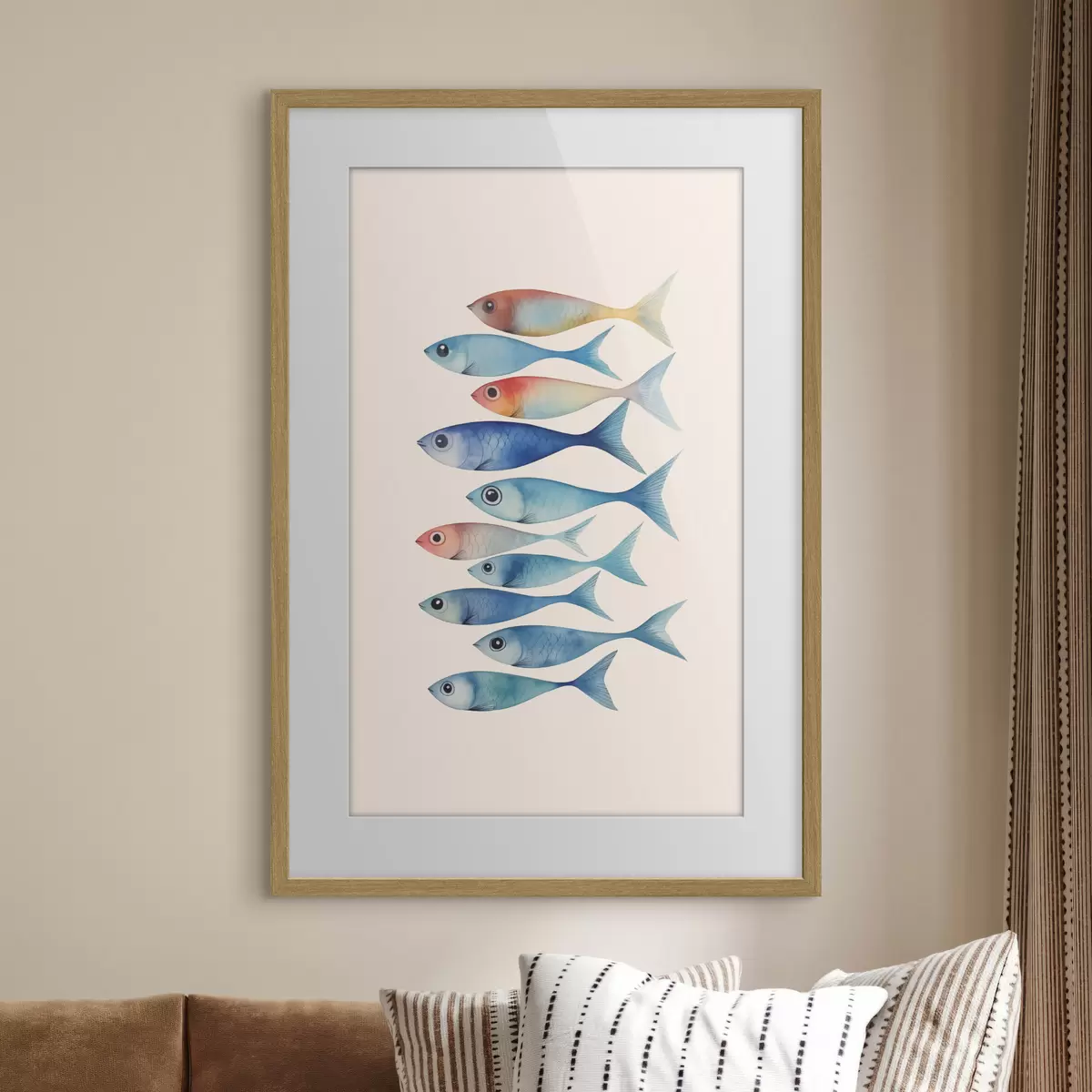 Poster Fisch Minimalismus Nachahmung Aquarell f43960
