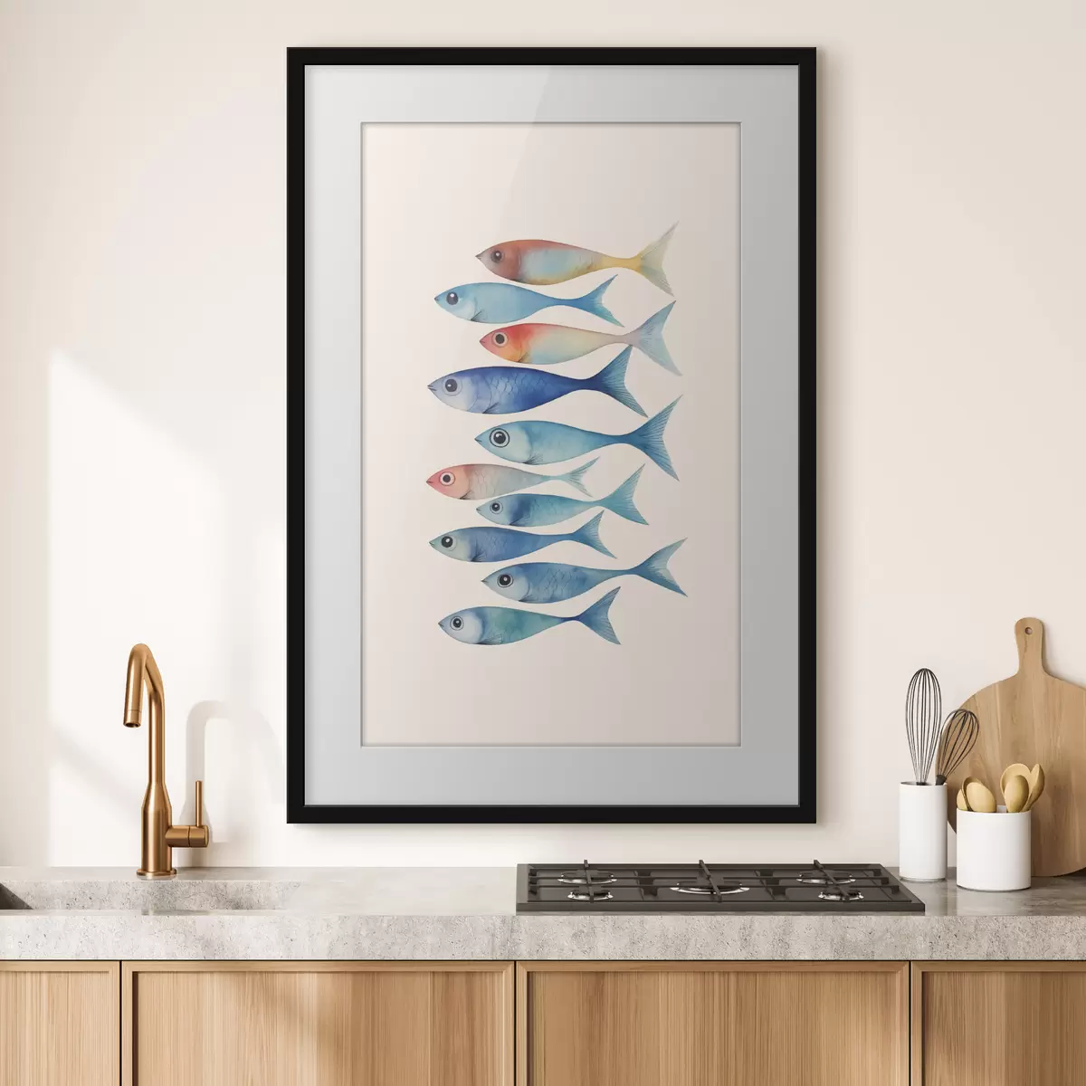 Poster Fisch Minimalismus Nachahmung Aquarell f43960