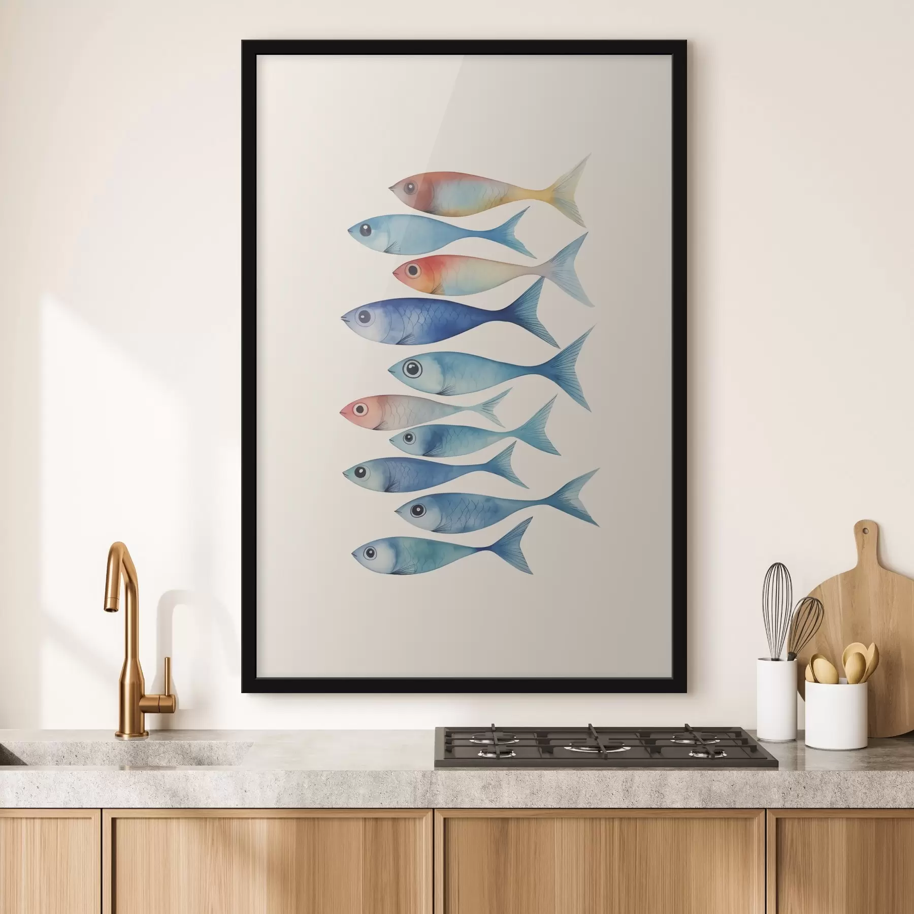 Fototapete Fisch Minimalismus Nachahmung Aquarell f43960