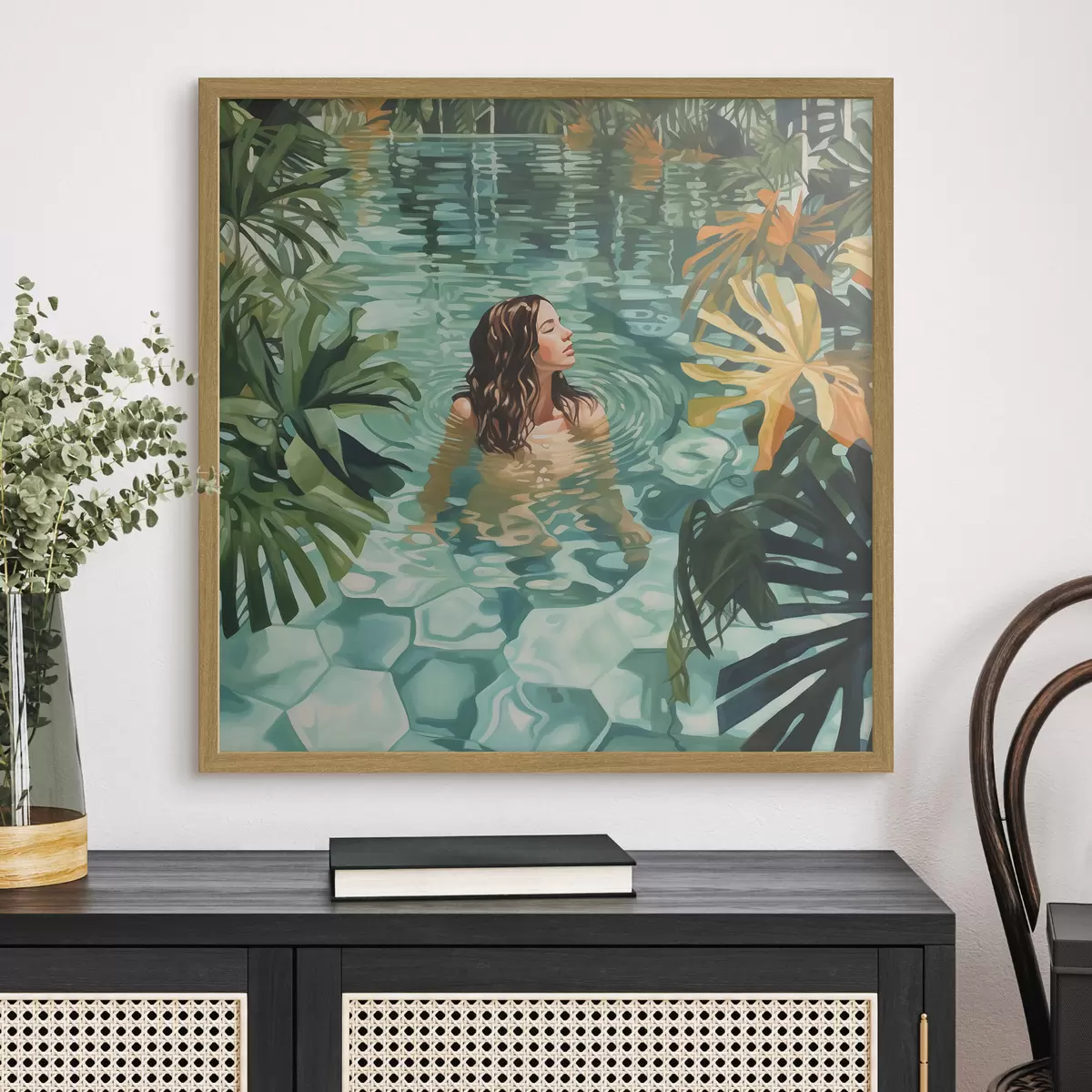 Poster Mädchen im Pool Nachahmung Malerei f43961