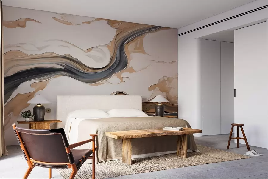 Fototapete Braungraue Streifen in Form von Wellen w09001