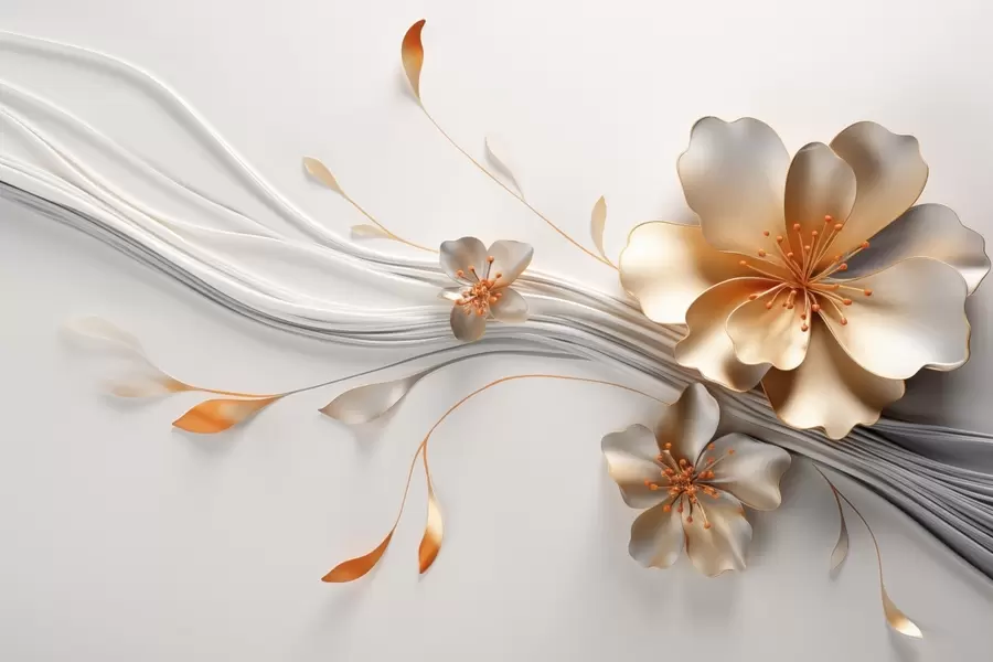 Fototapete Eine orangefarbene Blume auf einem grauen abstrakten Hintergrund w09004