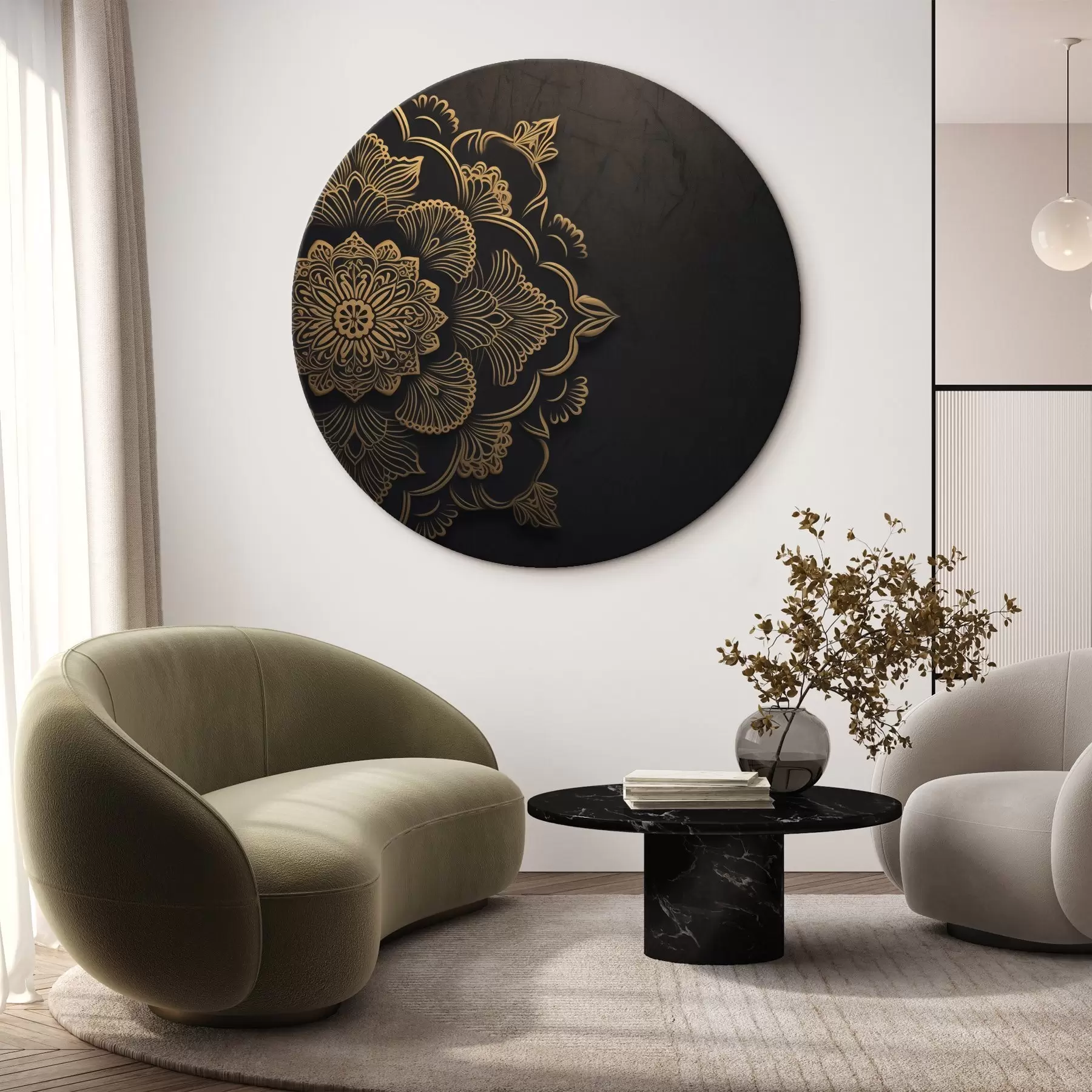 Fototapete Gelbe Muster auf schwarzem Hintergrund r43943