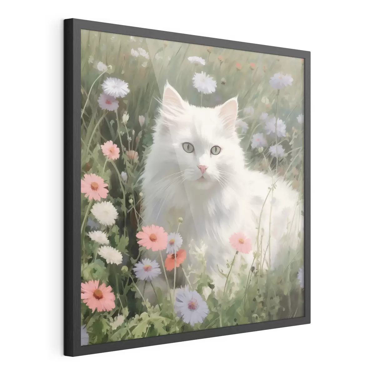 Poster Katze in Blumen f44050
