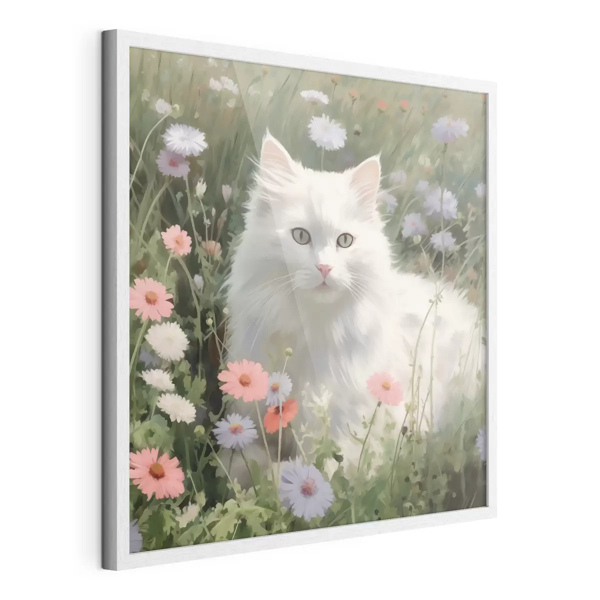 Poster Katze in Blumen f44050