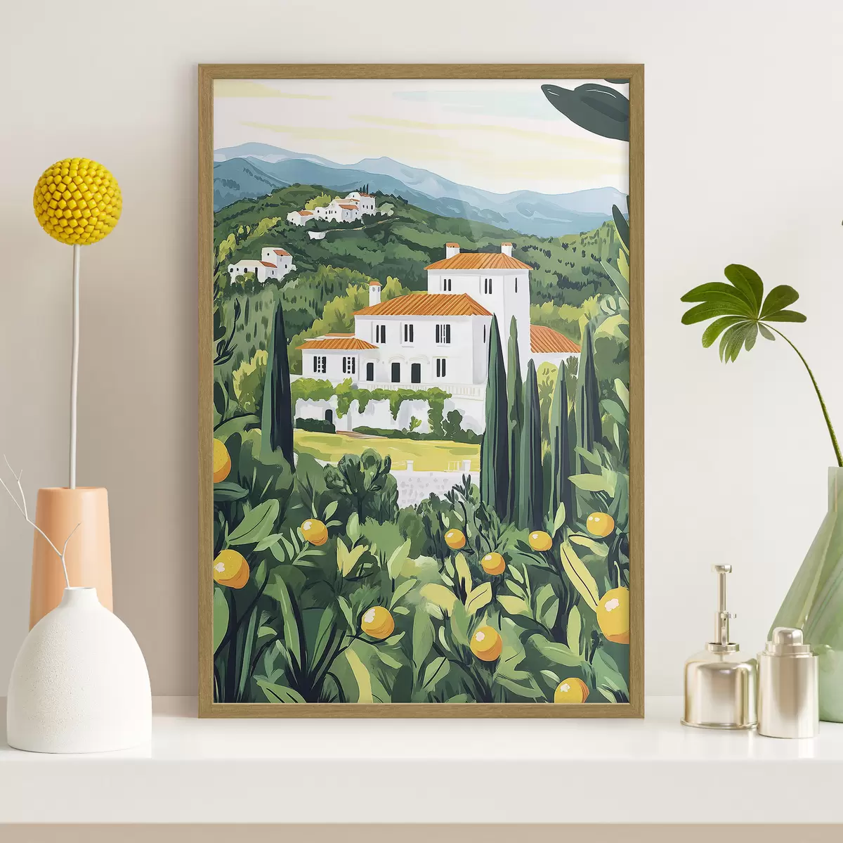 Poster Sommer, Natur, mediterran, Zitronenbäume, Architektur f44028