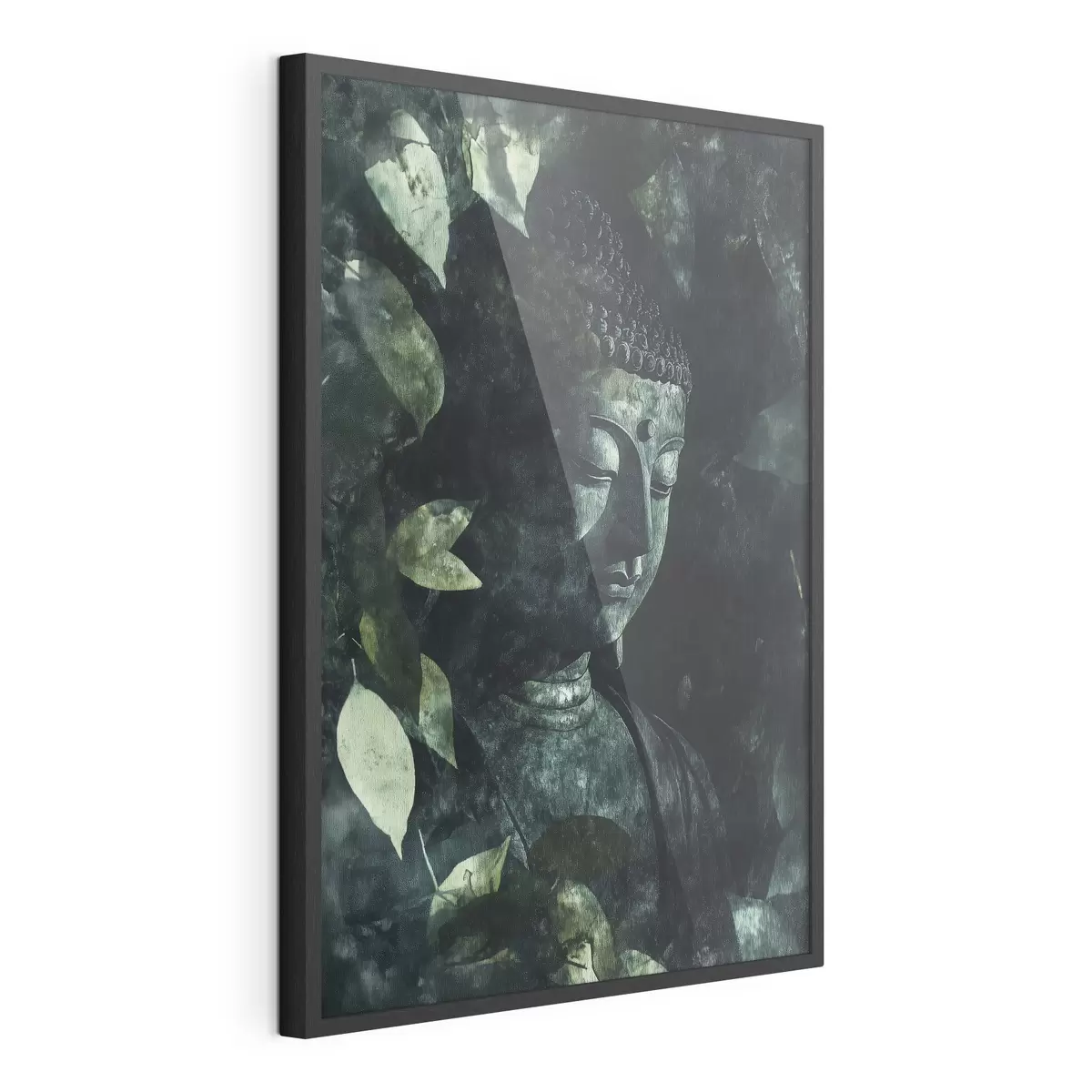 Poster Meditativer Buddha in den grünen Blättern, spirituell f44029