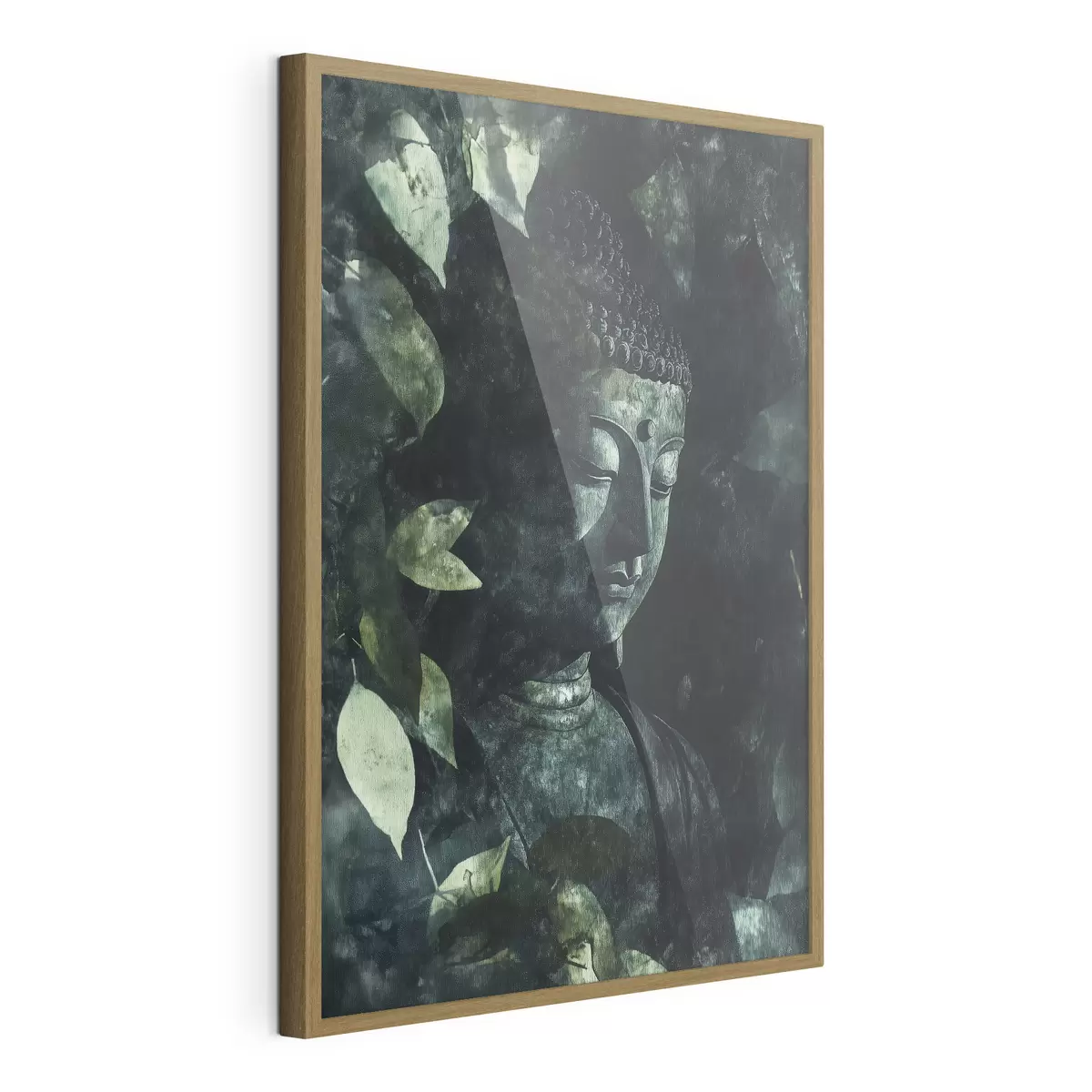 Poster Meditativer Buddha in den grünen Blättern, spirituell f44029