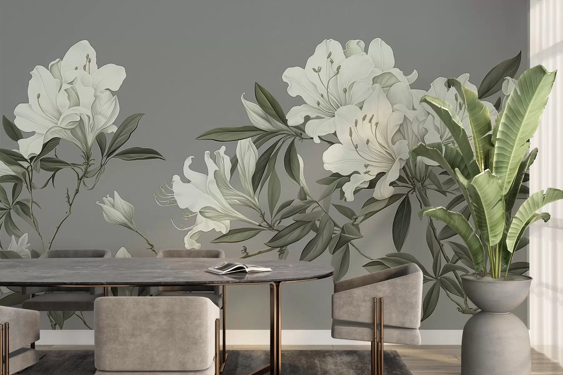 Fototapete Blooming Harmony,Weiße Blumen, Zweige w03786v1