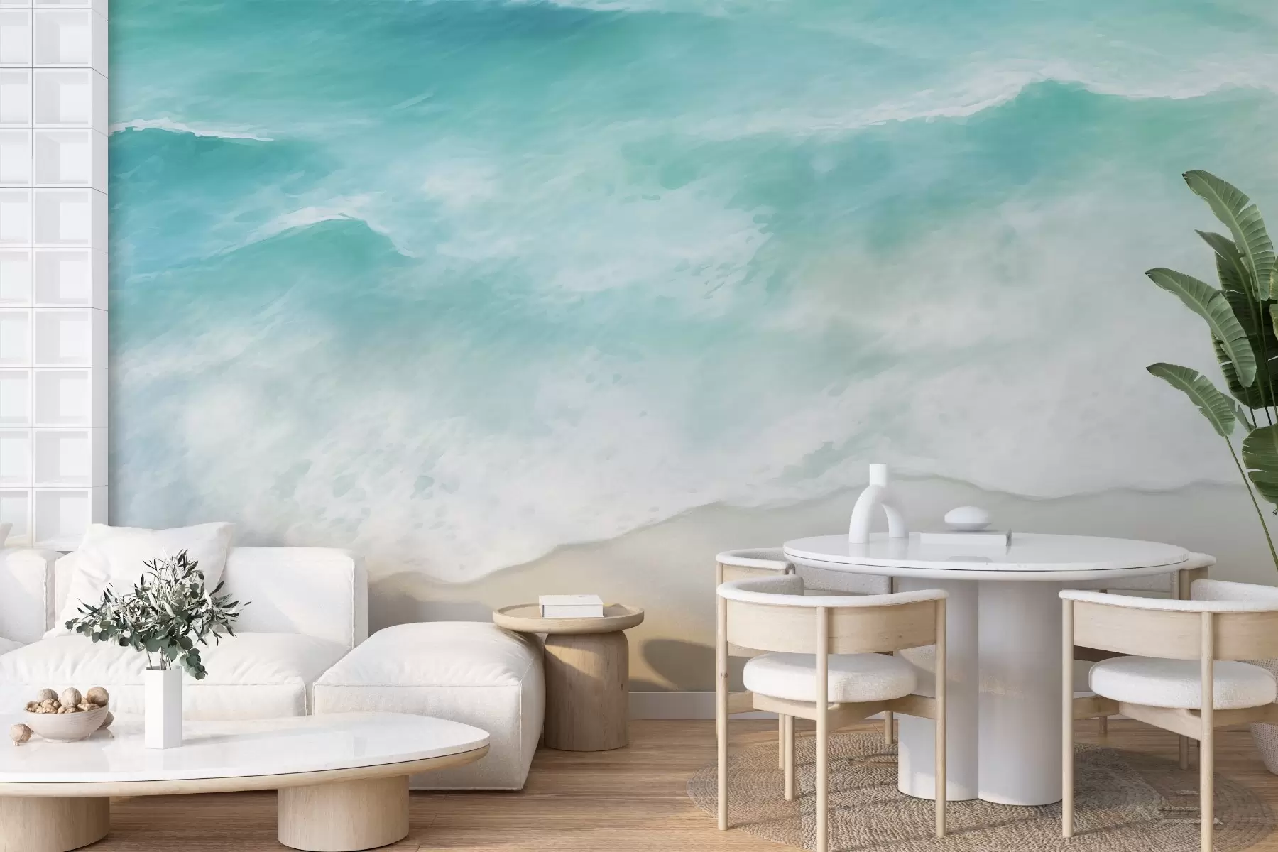 Fototapete Küstenstille, Meereswellen, Sand, Ufer, Schaum, Wasser w03787