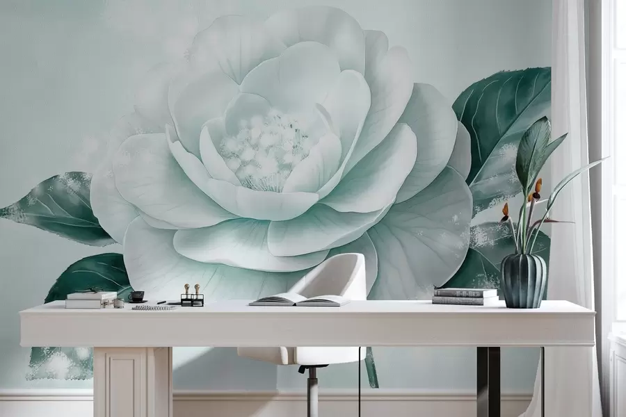 Fototapete Schöne Pfingstrose Blume in blauen Farben w03757v1