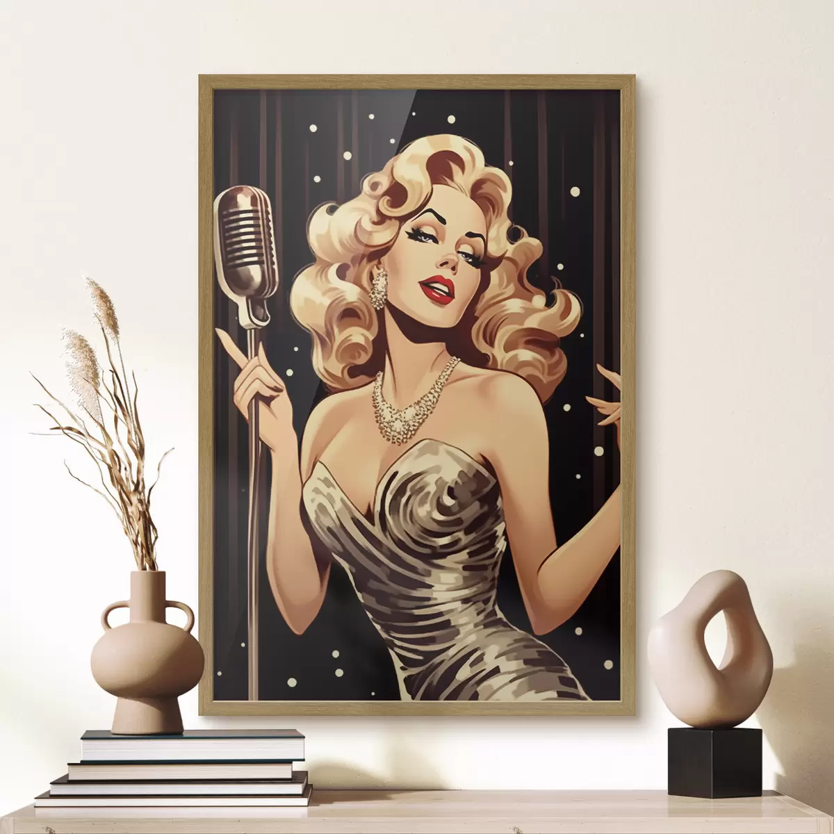 Poster Mädchen mit Mikrofon f44112