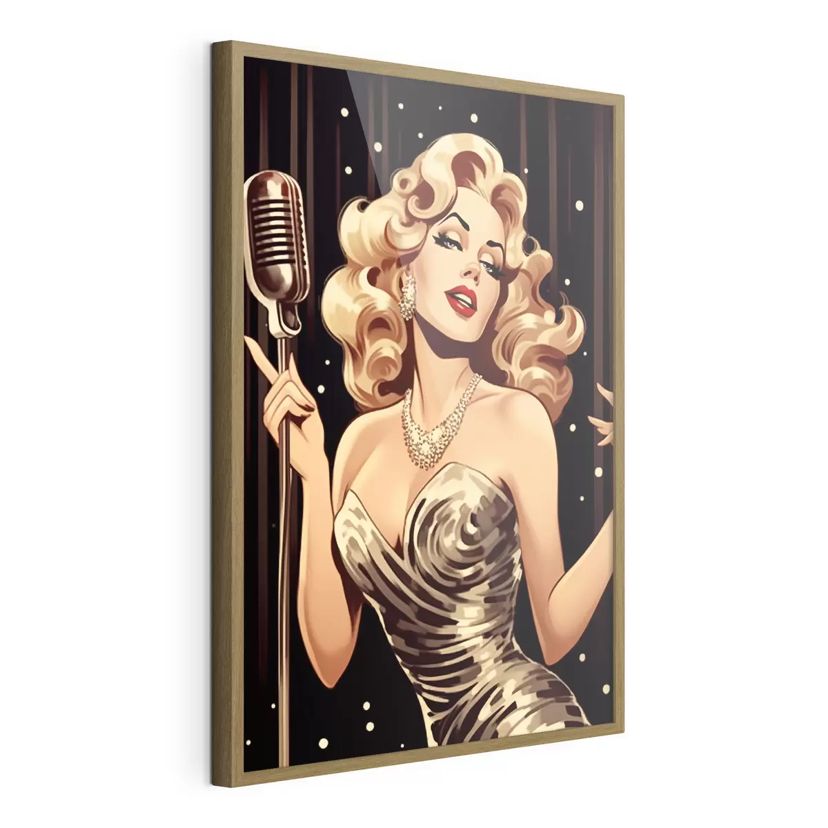 Poster Mädchen mit Mikrofon f44112