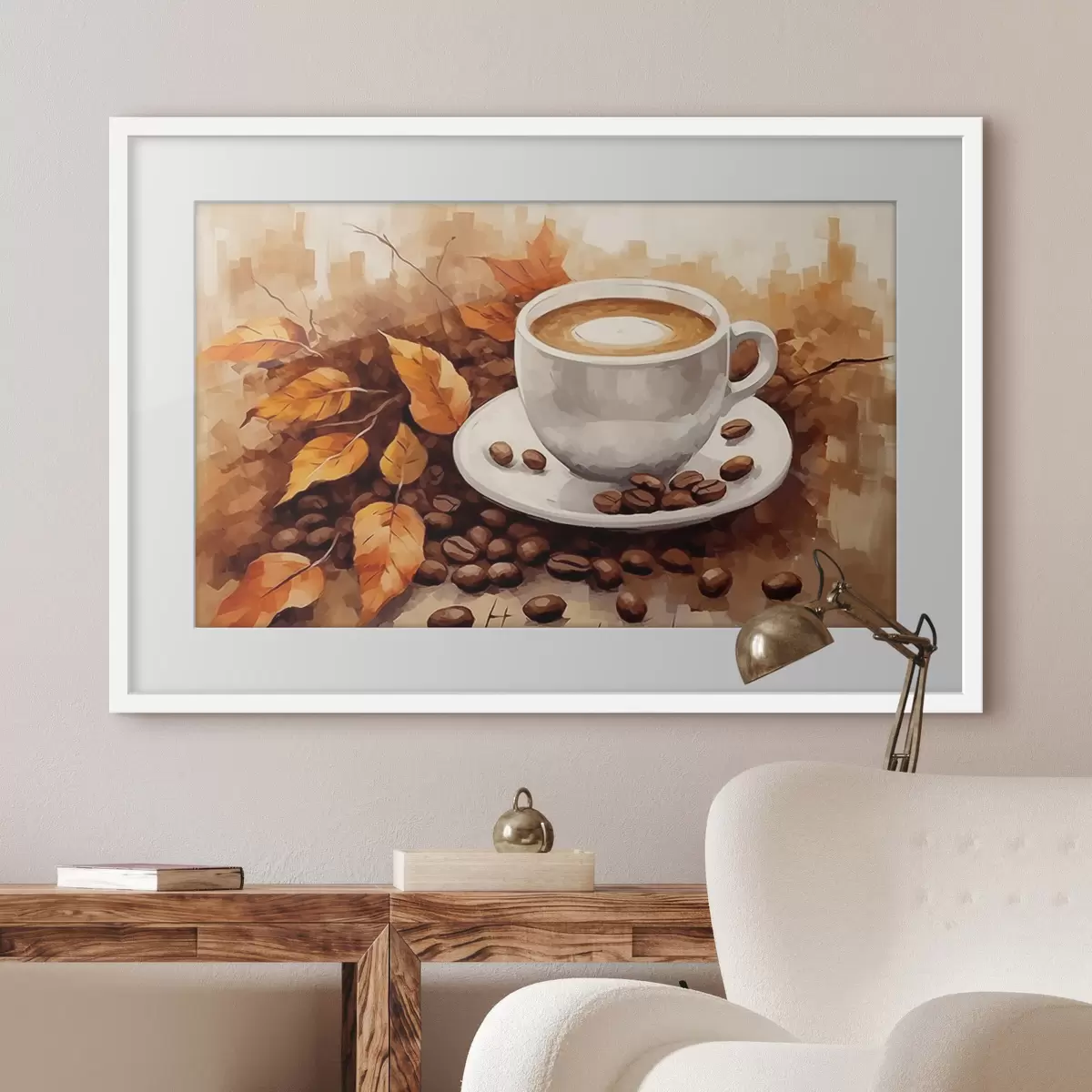 Poster Tasse Kaffee und Kaffeebohnen f44116
