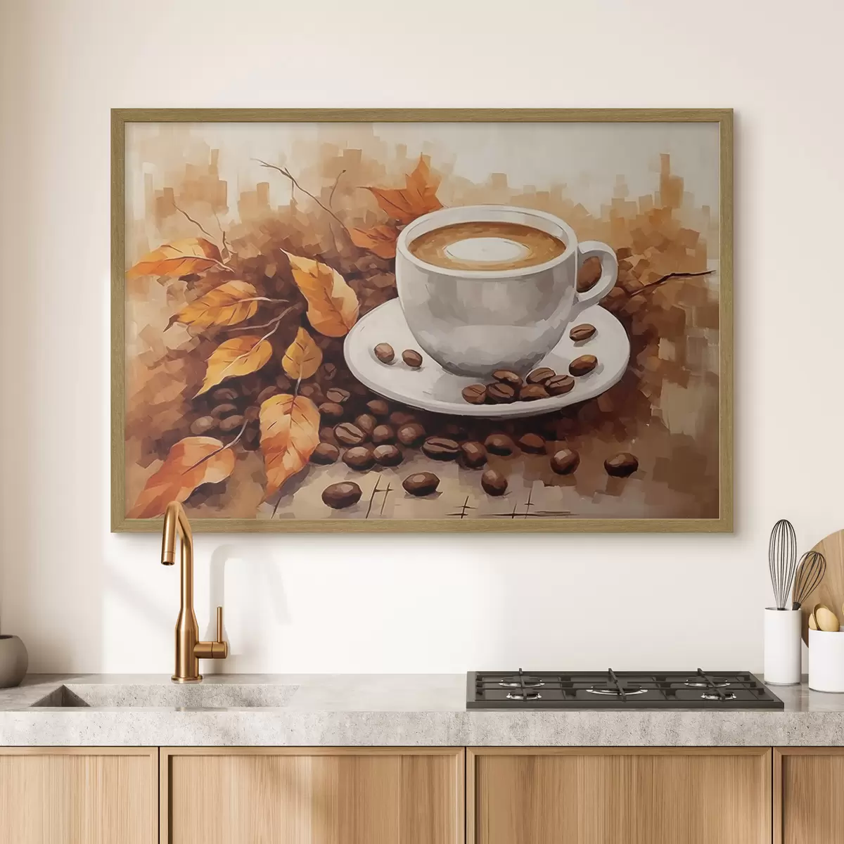 Poster Tasse Kaffee und Kaffeebohnen f44116