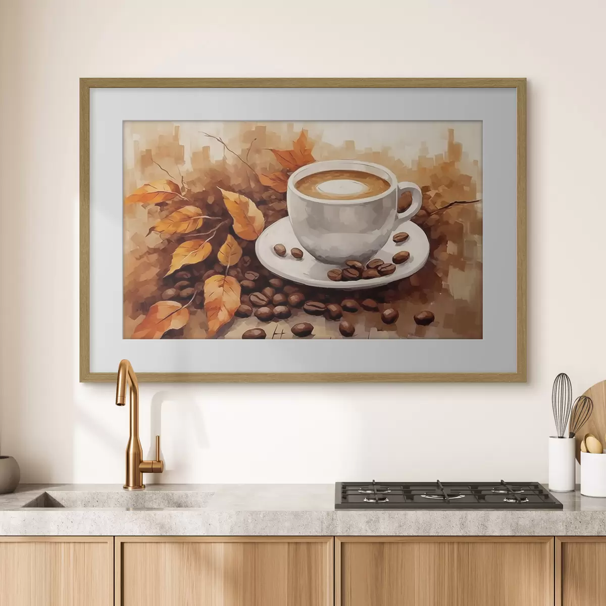 Poster Tasse Kaffee und Kaffeebohnen f44116