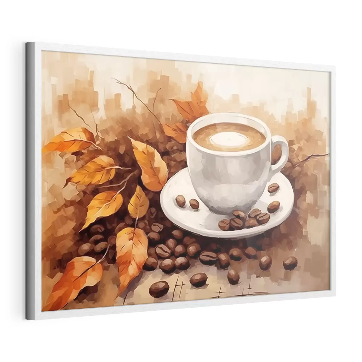 Poster Tasse Kaffee und Kaffeebohnen f44116
