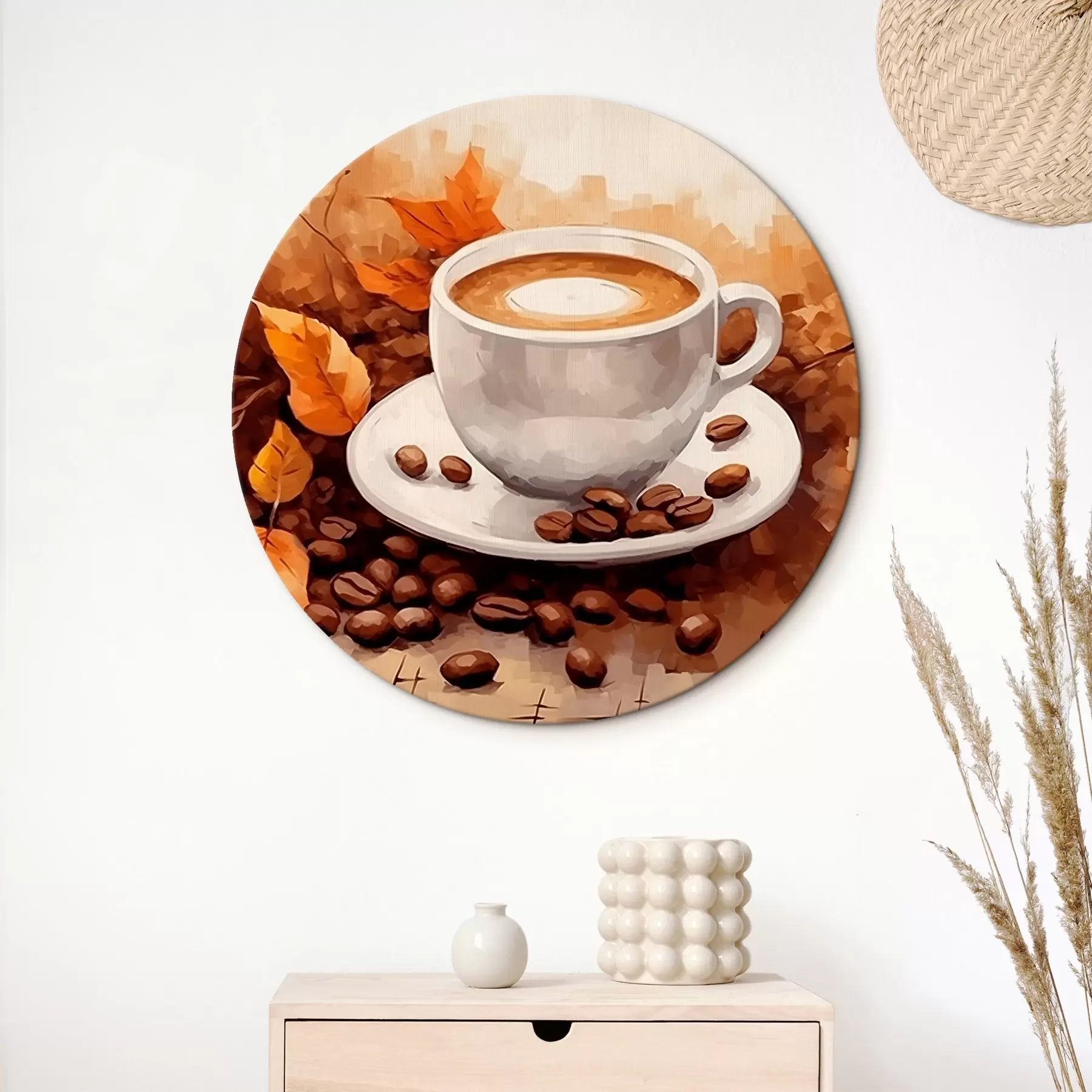Fototapete Tasse Kaffee und Kaffeebohnen r44116