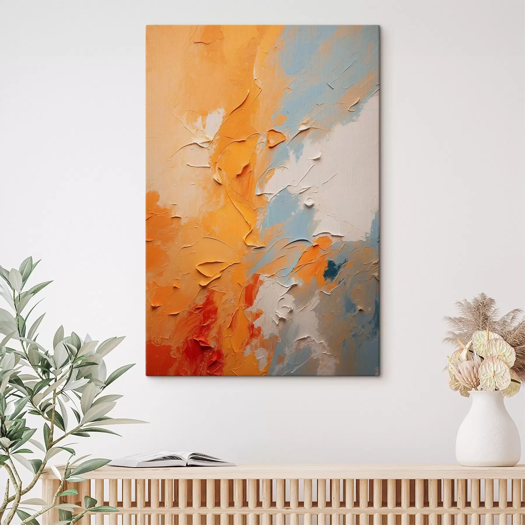 Fototapete Abstraktes Ölgemälde mit gelben und blauen Farben s44077