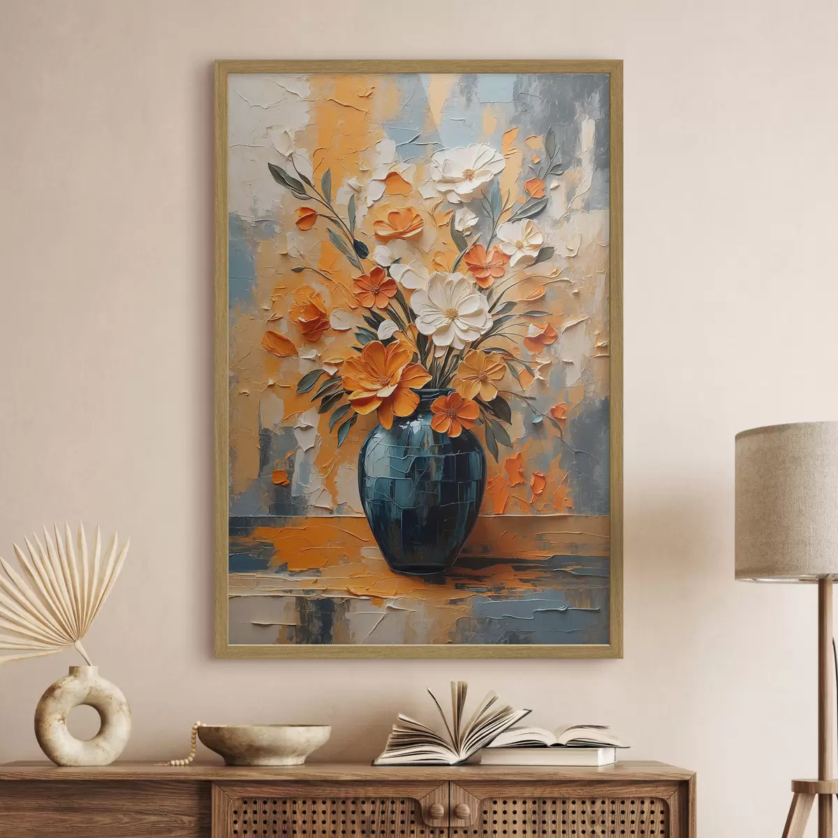 Poster Sonne in blauer Vase f44059