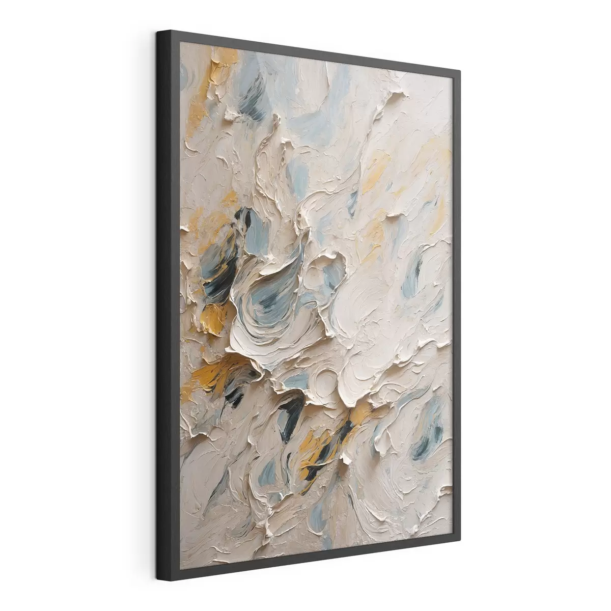 Poster Abstraktes Ölgemälde in weißen und blauen Farben f44078