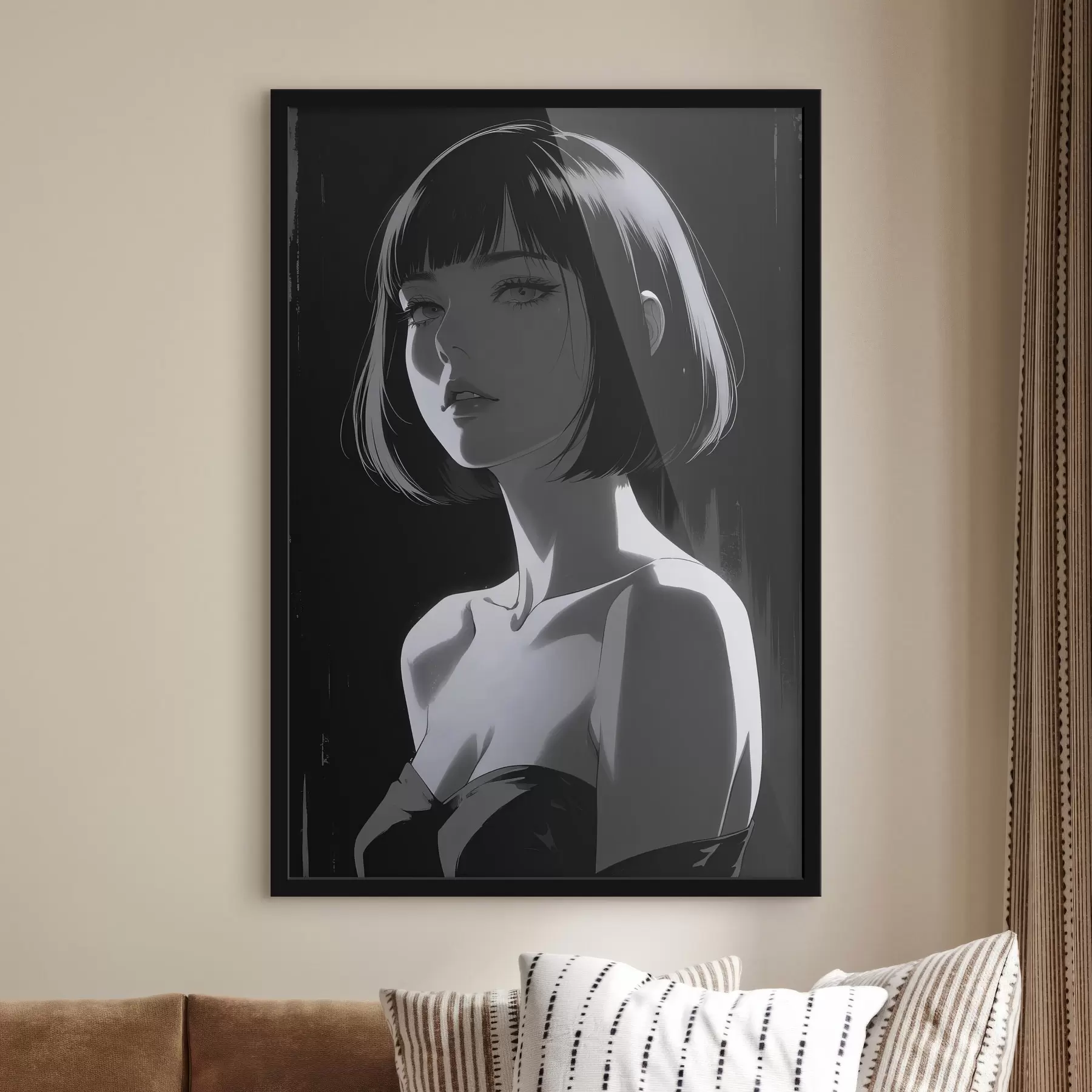 Fototapete Poster mit Mädchen auf schwarzem Hintergrund f44103