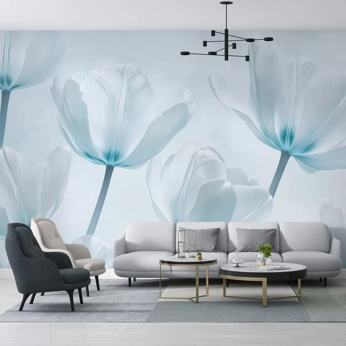 Fototapete Schöne Tulpen, blumig, blaue Farben, Realismus w03877v1