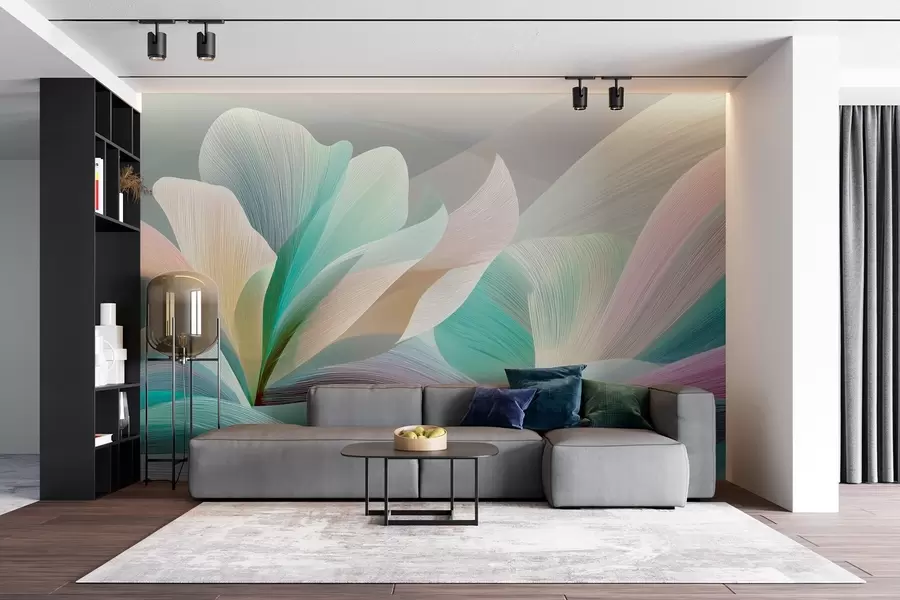 Fototapete Elegante Abstraktion mit sanften Kurven, die an eine Blume und Wellen erinnern w09075