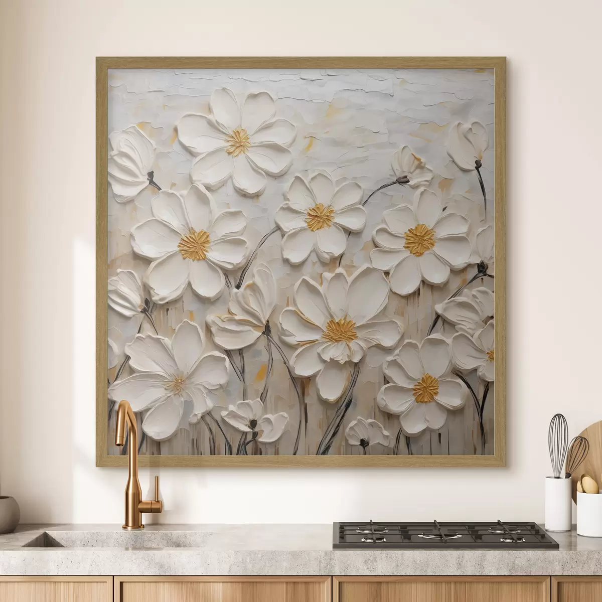 Poster Strukturierte Blumen im Stil der Ölmalerei f43899