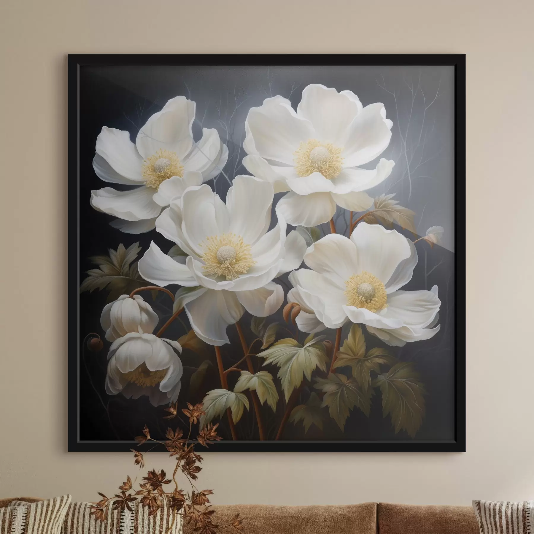 Fototapete Elegante weiße Blumen im Abendlicht f43901